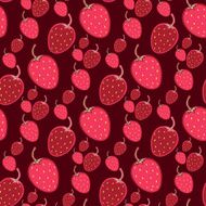 Seamless vector strawberry pattern Berry on dark background