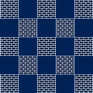 Checkerboard And Brick Blue Background