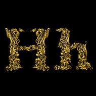 Decorated letter &#039;h&#039; in upper and lower case