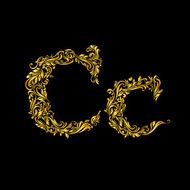 Decorated letter &#039;c&#039; in upper and lower case