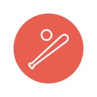 Baseball bat and ball thin line icon