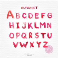 Watercolor lettering Pink alphabet