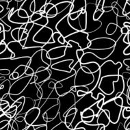 Chaotic white lines on black seamless pattern