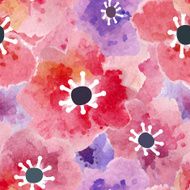 Vector Endless Background with Poppies and Anemones