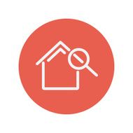 House and magnifying glass thin line icon