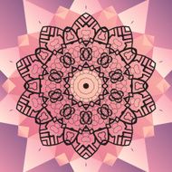 Ornament beautiful mandala chakra flower of pink and black