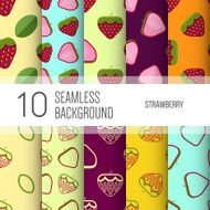 10 seamless backgrounds or patterns with fruit Strawberry