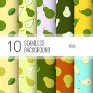 10 seamless backgrounds or patterns with fruit Pear
