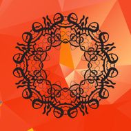 Geometric circle element made of vector red color kaleidoscope medallion