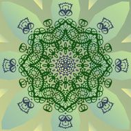 Stylized mandala star on green banner vector