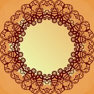 Ornamental round lace frame for text blank banner vector