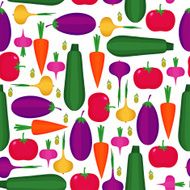 Seamless pattern with tomato eggplant carrot onion zucchini paprika olive N2