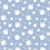 Seamless background with teapots and cups Vector illustration