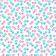 Seamless pattern of male and female symbols