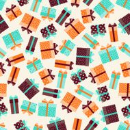 Seamless pattern with gift boxes in retro style