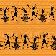 Seamless pattern of African tribal musicians