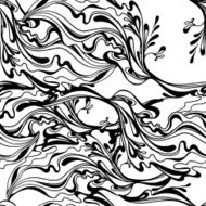 Abstract vector graphic seamless pattern from waves and lines N2