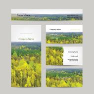 Business cards design autumn forest background