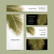 Business cards design with tropical palm leaf