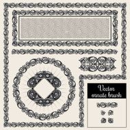 Decorative ornate design elements and brush for illustrator N2