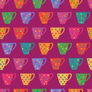 Bright seamless pattern with cups in polka dot