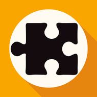 puzzle on white circle with a long shadow