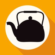 Icon Tea maker on white circle with a long shadow