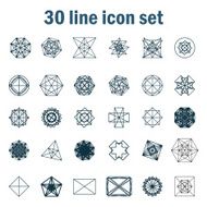 Set of thirty angular abstract vector icons