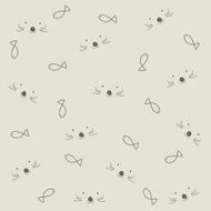 Cat and fish simple doodle seamless background N2