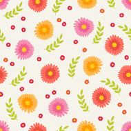 Seamless pattern with leaves and flowers