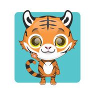 Cute tiger mascot waving