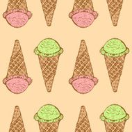 Sketch icecream cone in vintage style