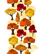 Autumn seamless pattern with abstract stylized trees