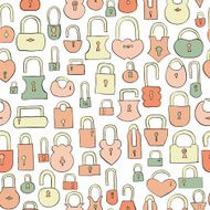 hand drawn coloful locks seamless pattern