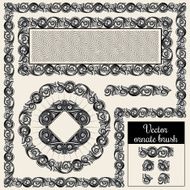 Decorative ornate design elements and brush for illustrator N3