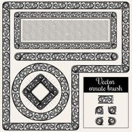 Decorative ornate design elements and brush for illustrator N4
