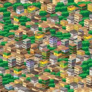 Town surrounded by plants