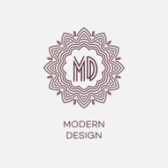 Vector geometric frame in mono line style Monogram design element
