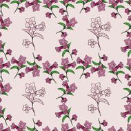 Floral seamless pattern with pink hand drawn flowers