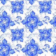 Seamless floral texture Flowers Gzhel Vector illustration
