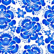 Bright floral seamless background Flowers Gzhel Vector