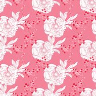 Vector Pink Red Diagonal Oriental Peonies Seamless Pattern