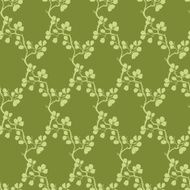 Vector Moss Green Kimono Branches Silhouette Seamless Pattern