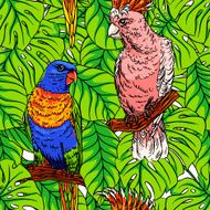 seamless parrots and palm
