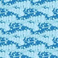 Vector Blue Abstract Floral Waves Seamless Pattern