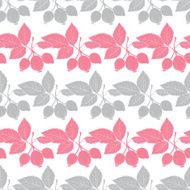 Vector Gray Pink Rosehip Berries Stripes Seamless Pattern