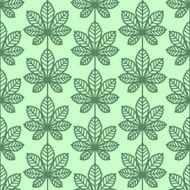 Chestnut leaves seamless vector pattern (green)
