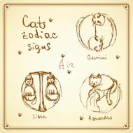 Sketch cats zodiac signs in vintage style N2