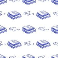 Book sketch seamless vector pattern Background School