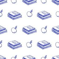 Book sketch seamless vector pattern Background School N2